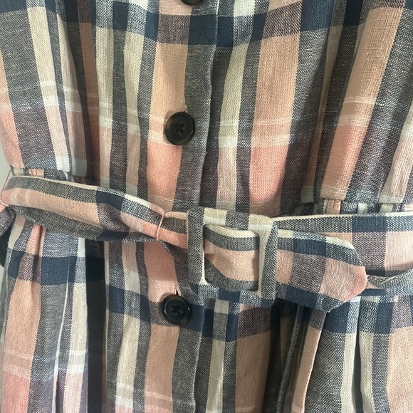 NWT Gal Meets Glam Peyton Checkered Button Front Linen Blend Dress - Picture 7 of 11